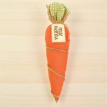 Enfeite Decorativo de Páscoa - Cenoura Laranja Lisa e Tag - 18cm - 1 unidade - Cromus - Rizzo
