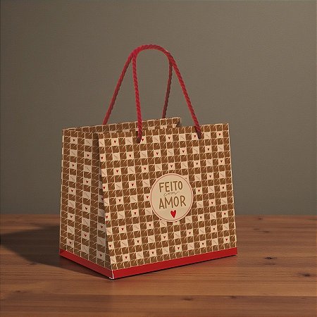 Sacola Premium Para Meio Ovo - Feito Com Amor Sweet - 26x14x30cm - 1 unidade - Cromus - Rizzo