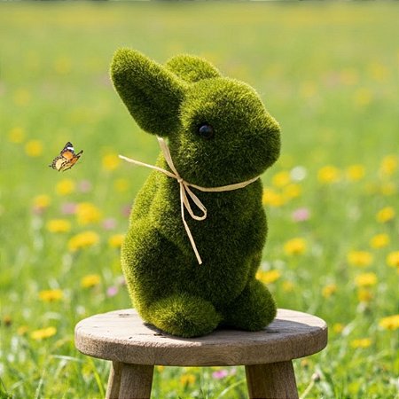 Enfeite Decorativo de Páscoa - Coelho Verde Com Laço - 20cm - 1 unidade - Rizzo