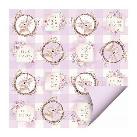 Folha para Ovos de Páscoa Double Face Coelha Serena Lilás 69x89cm - 25 unidades - Cromus - Rizzo