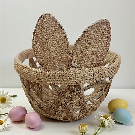 Cesta Decorativa de Páscoa - Orelhas de Coelho - 13x7x13cm - 1 unidade - FlorArte - Rizzo