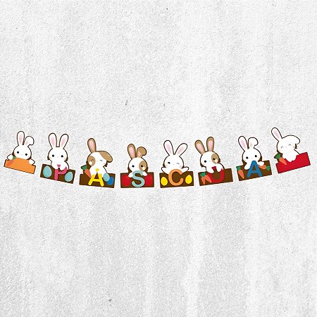 Faixa Decorativa de Páscoa - Coelho Sai da Toca - 120cm - 1 unidade - Cromus - Rizzo