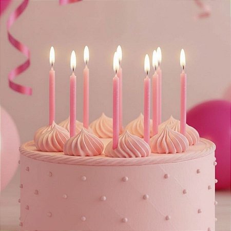Vela Palito Rosa - 6cm - 10 unidades - Regina - Rizzo