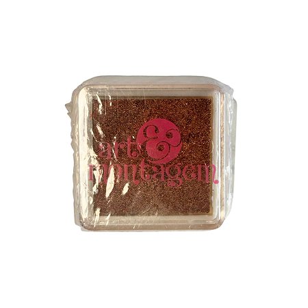 Almofada Para Carimbo em Plástico e Espuma - Carimbeira Bronze Metálico - 3x3cm - Cod.INK003-3 - 1 unidade - Rizzo