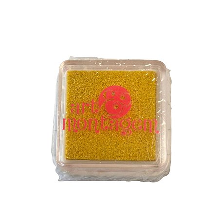Almofada Para Carimbo em Plástico e Espuma - Carimbeira Amarelo Perolado - 3x3cm - Cod.INK004-1 - 1 unidade - Rizzo