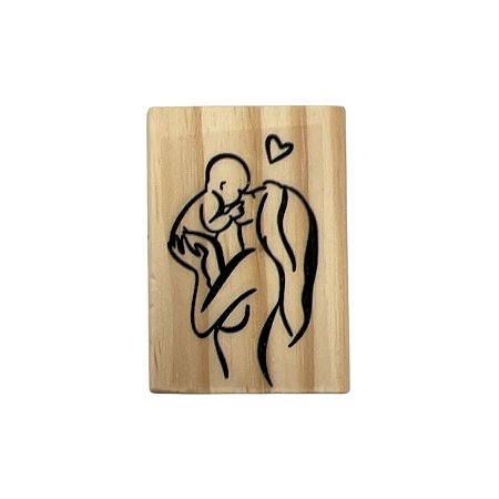 Carimbo de Madeira Artesanal - Mãe e Filho - Cod.RI-137 P - 1 unidade - Rizzo