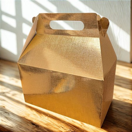 Caixa Sacolinha S12 (20xx11,5x11cm) Ouro Texturizado - 10 unidades - Assk - Rizzo