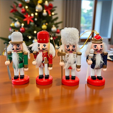 Kit Boneco Soldado Quebra Nozes de Madeira - 10,5cm - 4 unidades - Rizzo