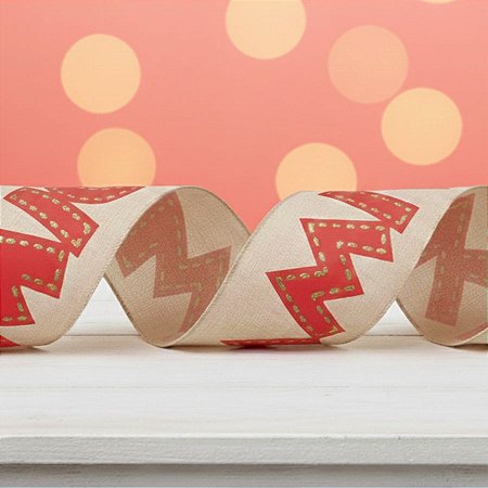 Fita Decorativa Aramada - Mickey Mouse - Vermelho e Bege - 6,3x914cm - 1 unidade - Disney Original - Rizzo