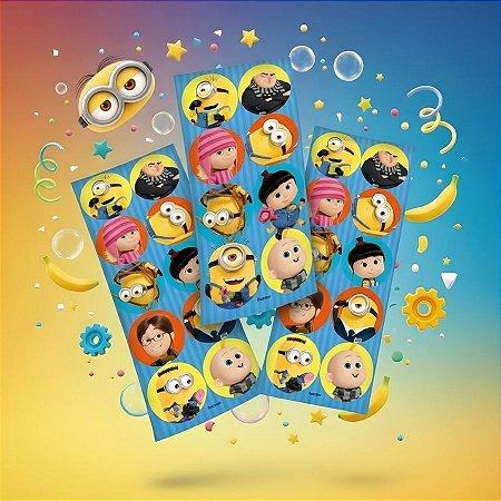 Adesivo Redondo - Meu Malvado Favorito - 4cm  - 30 unidades - Festcolor - Rizzo