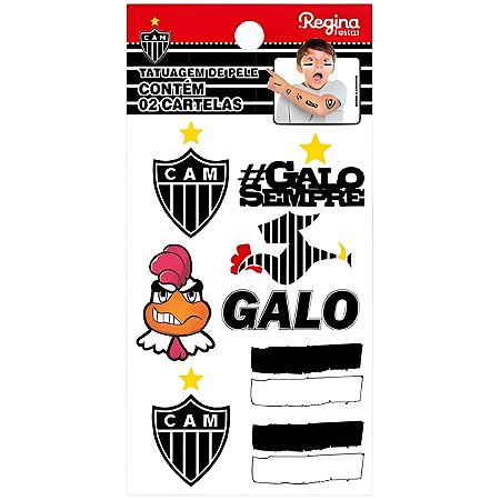 Tatuagem Temporária Para Pele - Atlético Mineiro - 14 unidades - Regina - Rizzo