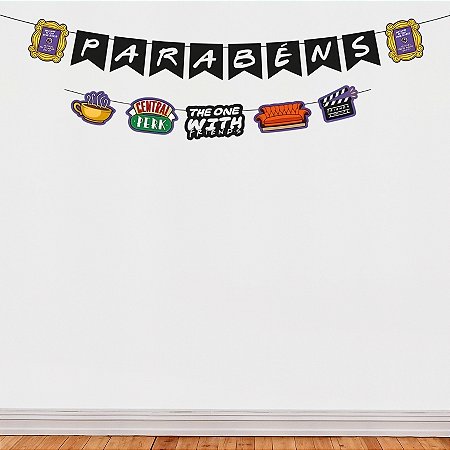 Faixa Decorativa Temática "Parabéns" - Friends - 120x12cm - 1 unidade - Regina - Rizzo
