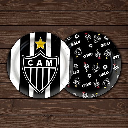 Prato de Papel Redondo - Atlético Mineiro - 18x18cm - 8 unidades - Regina - Rizzo