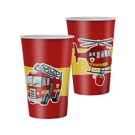 Copo de Papel - Festa Bombeiros - 180ml - 8 unidades - Regina - Rizzo