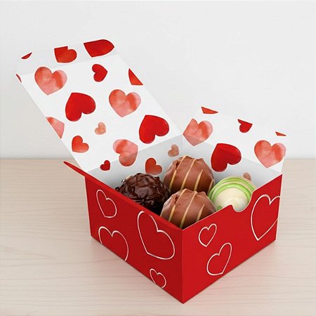 Caixa 4 Doces Quadrada - Amore - 7,5x7,5x6cm - 4 unidades - Regina - Rizzo