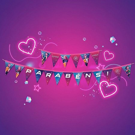 Faixa Decorativa "Parabéns" - Guerreiras do K-pop - 2,7m - 1 unidade - Festcolor - Rizzo