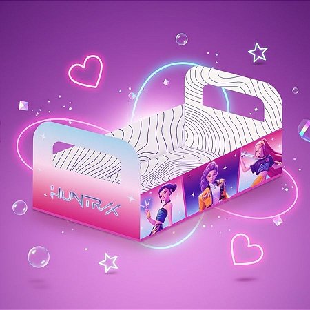 Cesta de Papel Cartão - Guerreiras do K-pop - M 18x5x13cm  - 1 unidade - Festcolor - Rizzo