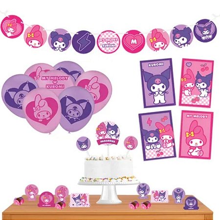 Kit Festa - My Melody e Kuromi - 62 Itens - 1 unidade - FestColor - Rizzo