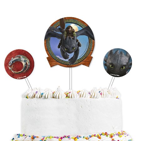 Kit Topo de Bolo - Como Treinar O Seu Dragão - 17,5cm - 3 unidades - FestColor - Rizzo