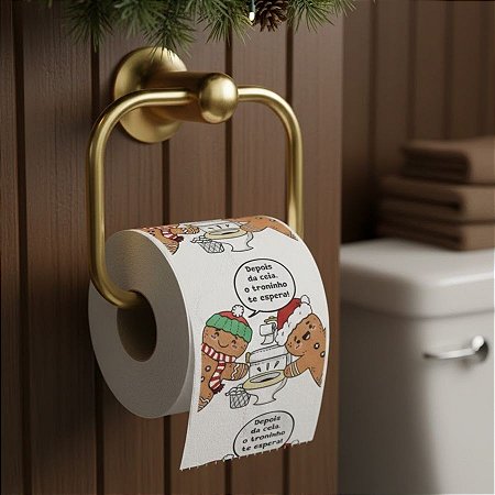 Papel Higiênico de Natal - Biscoito com Vaso - 20m  - 1 unidade - Rizzo