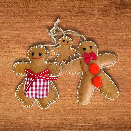 Enfeite Para Pendurar - Família Gingerbread - 9x12x2cm - 3 unidades - Cromus - Rizzo