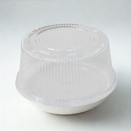 Embalagem Descartável com Tampa Baixa Ranhurada Para Bolos e Tortas - Transparente - Ref.B35RA - 500g - 100 und - BWB