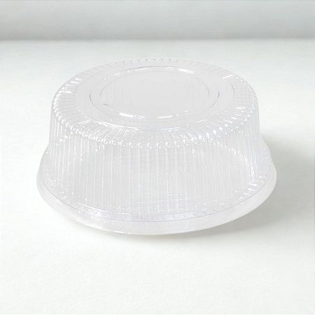 Embalagem Descartável Tampa Alta Ranhurada Para Bolos e Tortas - Transparente - Ref.B32R - 750g - 100 unidades - BWB