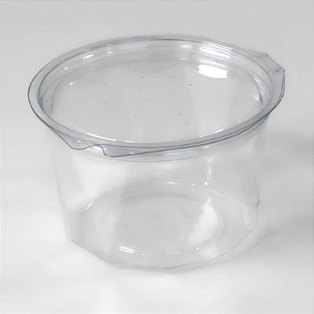 Pote Redondo PET com Tampa Articulada - Descartável Transparente - Ref.B 771 D - 450ml - 10 unidades - BWB - Rizzo