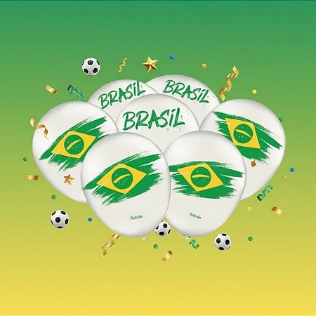 Balão de Festa Decorado Especial 9" 25cm - Copa Do Mundo - 25 unidades - Festcolor  - Rizzo