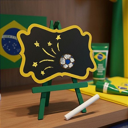 Lousa Decorativa em MDF Copa - Amarelo Escuro e Verde - 20x24cm - 1 unidade - Rizzo