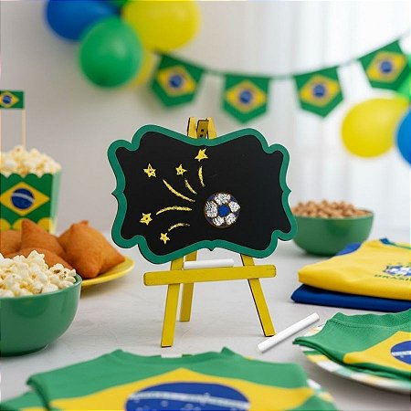 Lousa Decorativa em MDF Copa - Amarelo e Verde - 25x30cm - 1 unidade - Rizzo