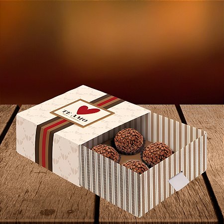 Caixa Luva Para 9 Docinhos com Puxador - L'Amour - 13x4,5x13cm - 10 unidades - Cromus - Rizzo