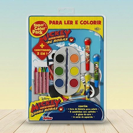 Kit Para Ler e Colorir Aquarela - Mickey Mouse - 14 Itens - 1 unidade - Disney Original - Rizzo
