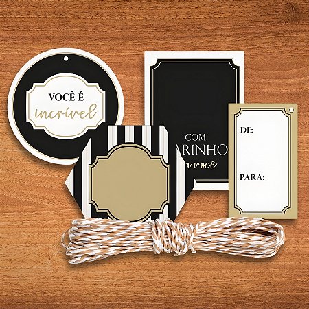 Kit Fechamento Para Presentes - Maison Ouro / Preto - 1 unidade - Cromus - Rizzo