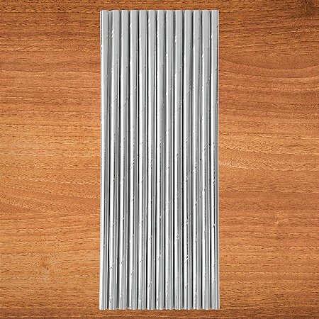 Canudo de Papel Metalizado - Prata - 19,5cm - 12 unidades - Partiufesta - Rizzo