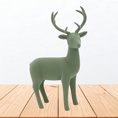 Enfeite Decorativo de Natal de Veludo - Rena Verde - 18x34x7,5cm - 1 unidade - Rizzo