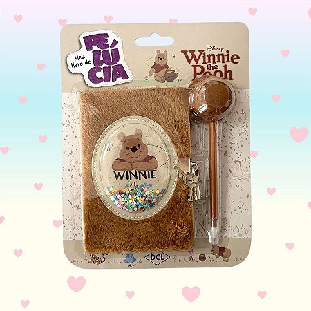 Meu Livro de Pelúcia Com Cadeado - Ursinho Pooh - 10x15cm - 1 unidade - Disney Original - Rizzo