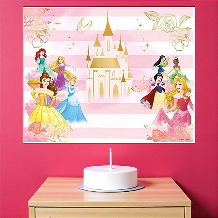 Painel Plástico Decorativo - Festa Princesas - 1 unidade - Disney Original - Rizzo