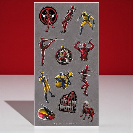 Adesivo Decorativo - Deadpool e Wolverine - 12 unidades - Disney Original - Rizzo