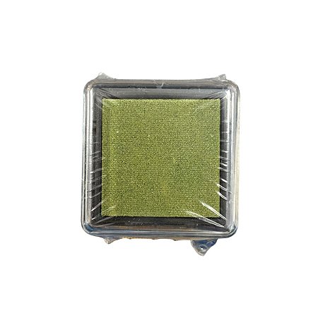 Almofada Para Carimbo em Plástico e Espuma - Carimbeira Verde Musgo - 3,5x3,5cm - 1 unidade - Rizzo