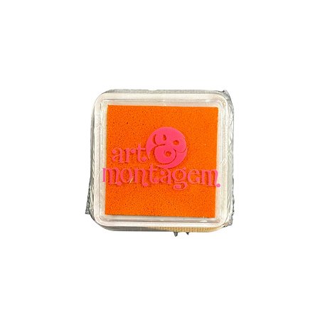 Almofada Para Carimbo em Plástico e Espuma - Carimbeira Laranja - 3x3cm - INK002-6 - 1 unidade - Rizzo
