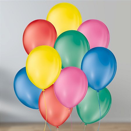 Balão de Festa Látex Liso - Sortidos - 11" 28cm - 25 unidades - São Roque - Rizzo