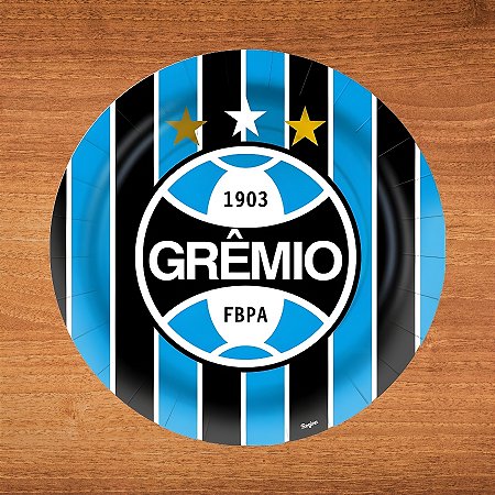 Prato de Papel Redondo - Grêmio - 18x18cm - 8 unidades - Regina - Rizzo