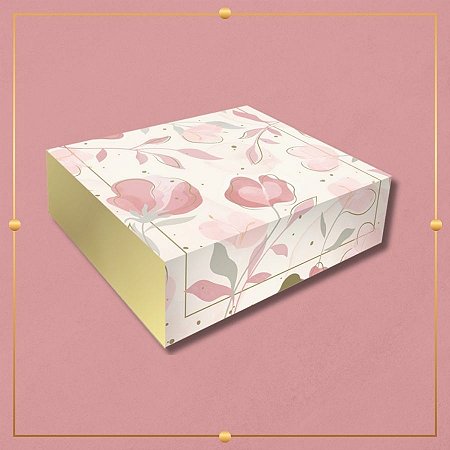 Caixa Retangular Tampa e Fundo - Elegance Rose - 20x7x21cm - 5 unidades - Regina - Rizzo