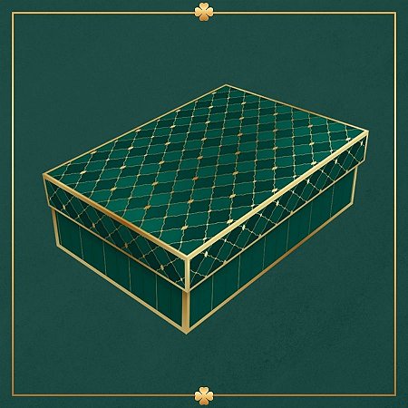 Caixa Retangular com Tampa - Royal Verde - 20x15x7cm - 5 unidades - Regina - Rizzo
