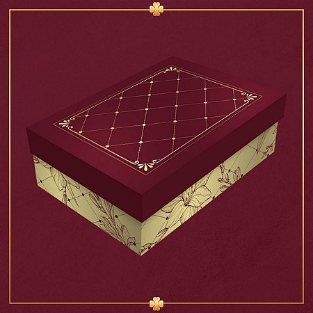 Caixa Retangular com Tampa - Royal Marsala - 20x15x7cm - 5 unidades - Regina - Rizzo