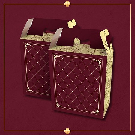 Caixa Maleta Retangular - Royal Marsala - 21x30x7cm - 5 unidades - Regina - Rizzo