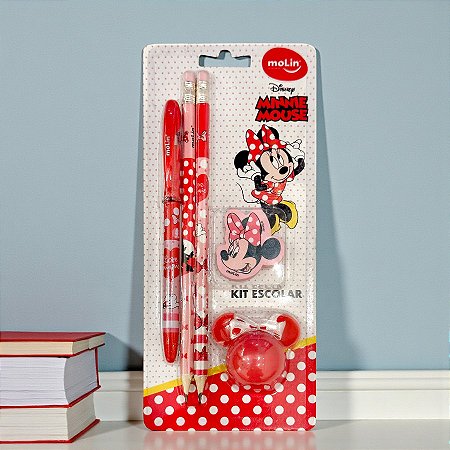 Kit Escolar - Minnie Mouse Rosa - 5 Itens - 1 unidade - Disney Original - Rizzo