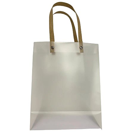 Sacola Transparente Fosca PVC com Alça de Fibra - 25x20x10cm - 1 unidade - Rizzo
