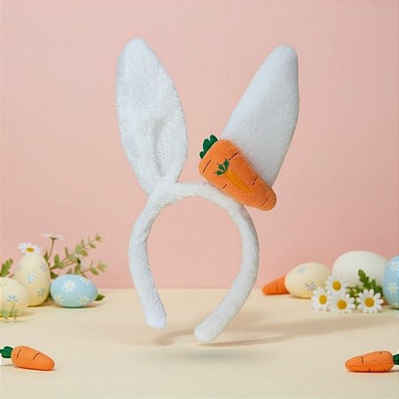 Tiara de Orelha de Coelho de Páscoa - Branco - 29x12cm - 1 unidade - Rizzo